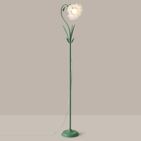 Modern Fresh Pink Floral Metal LED Floor Lamp Image - 2