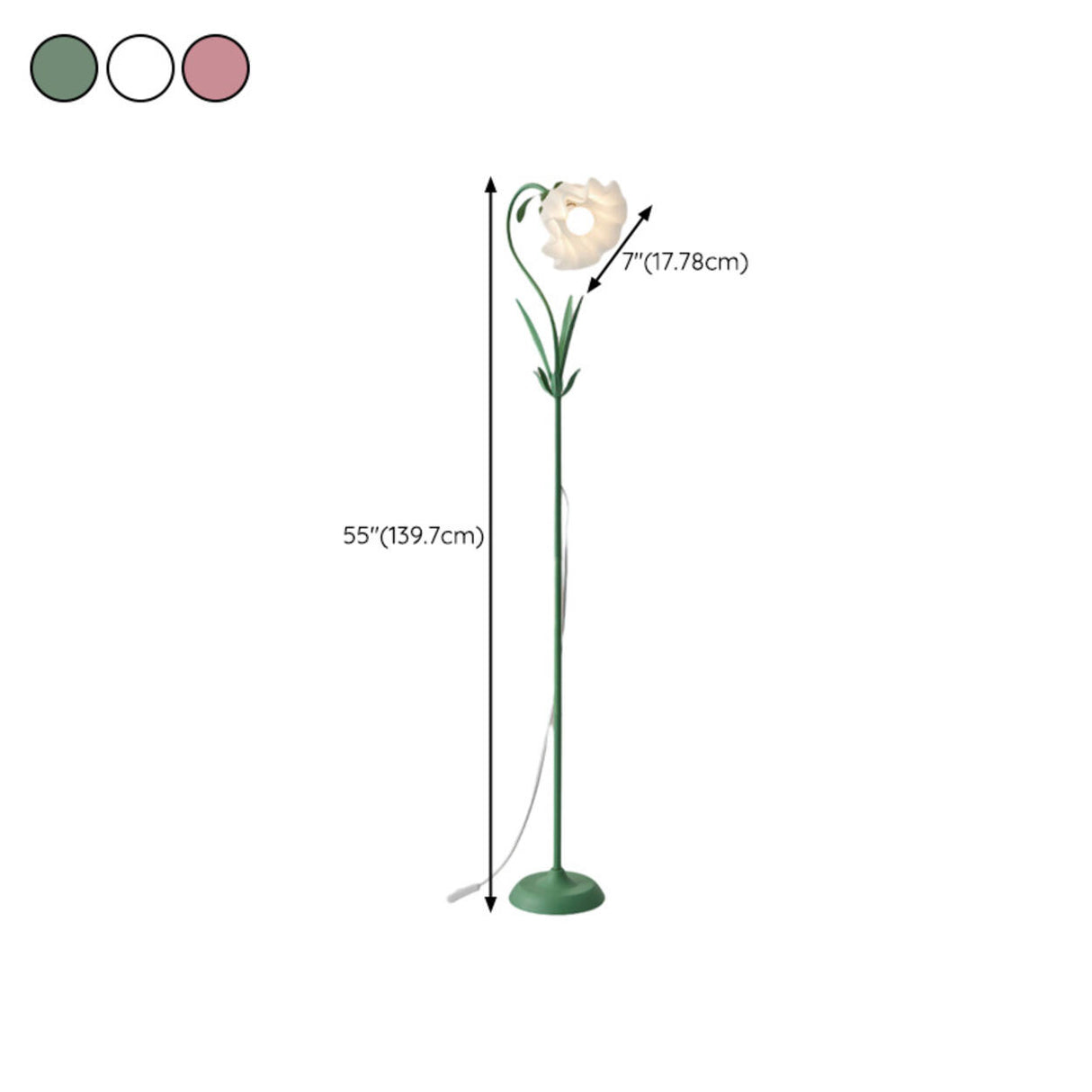 Modern Fresh Pink Floral Metal LED Floor Lamp 