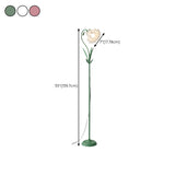 Modern Fresh Pink Floral Metal LED Floor Lamp #size