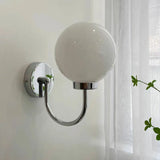 Modern Frosted Glass Chrome Globe LED Wall Sconce Image - 2