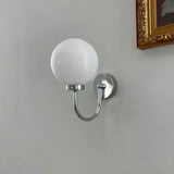 Modern Frosted Glass Chrome Globe LED Wall Sconce Image - 3