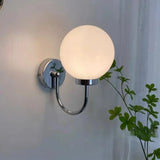 Modern Frosted Glass Chrome Globe LED Wall Sconce Image - 6