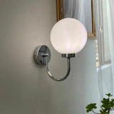 Modern Frosted Glass Chrome Globe LED Wall Sconce Image - 9