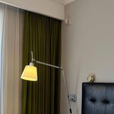 Modern Frosted Glass Chrome Swing Arm Wall Sconce Image - 3