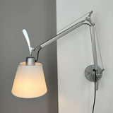 Modern Frosted Glass Chrome Swing Arm Wall Sconce Image - 5