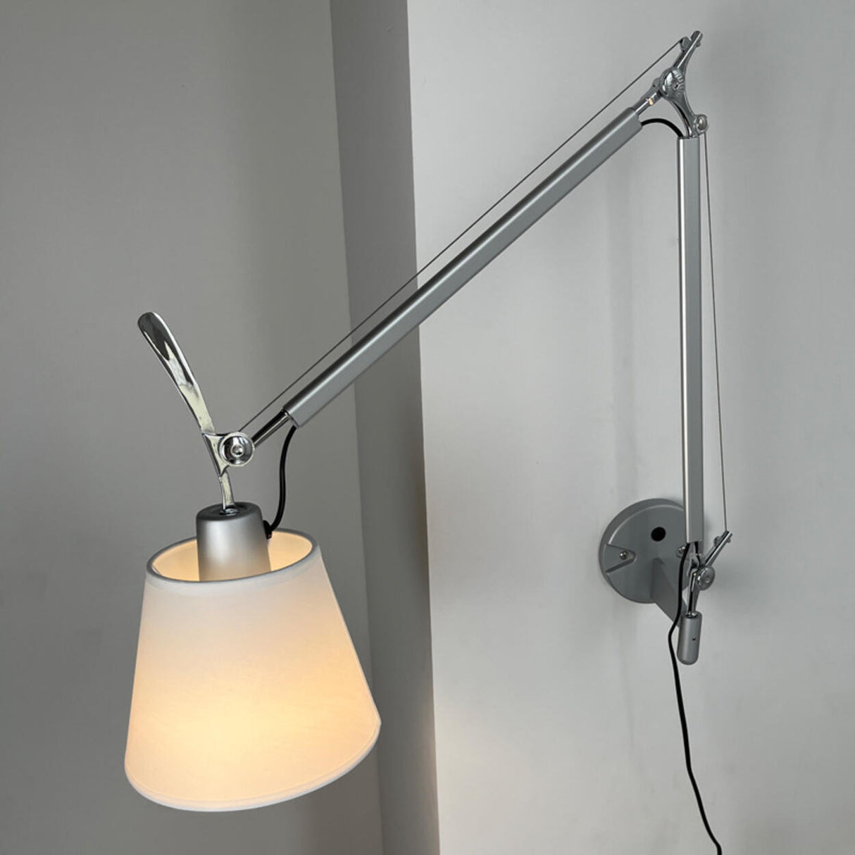 Modern Frosted Glass Chrome Swing Arm Wall Sconce Image - 6