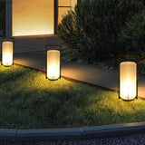 Modern Frosted Glass Cylinder Outdoor Table Lamp Image - 1