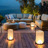 Modern Frosted Glass Cylinder Outdoor Table Lamp Image - 4