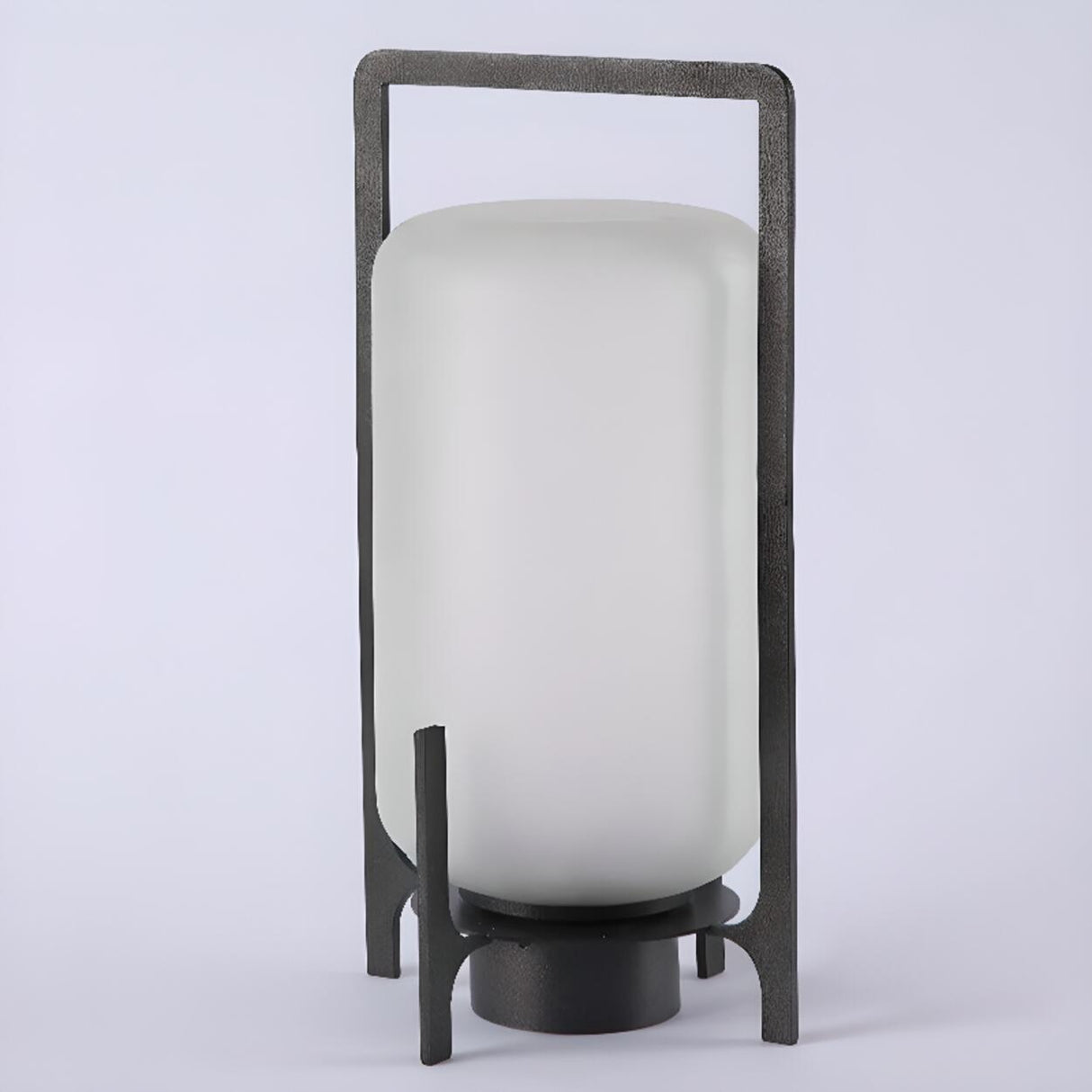 Modern Frosted Glass Cylinder Outdoor Table Lamp Image - 9