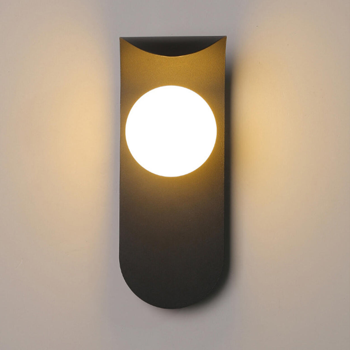 Modern Frosted Glass Globe Black Curved Wall Sconce Image - 10