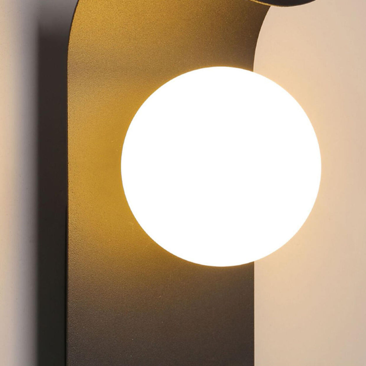 Modern Frosted Glass Globe Black Curved Wall Sconce Image - 12