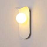 Modern Frosted Glass Globe Black Curved Wall Sconce Image - 3