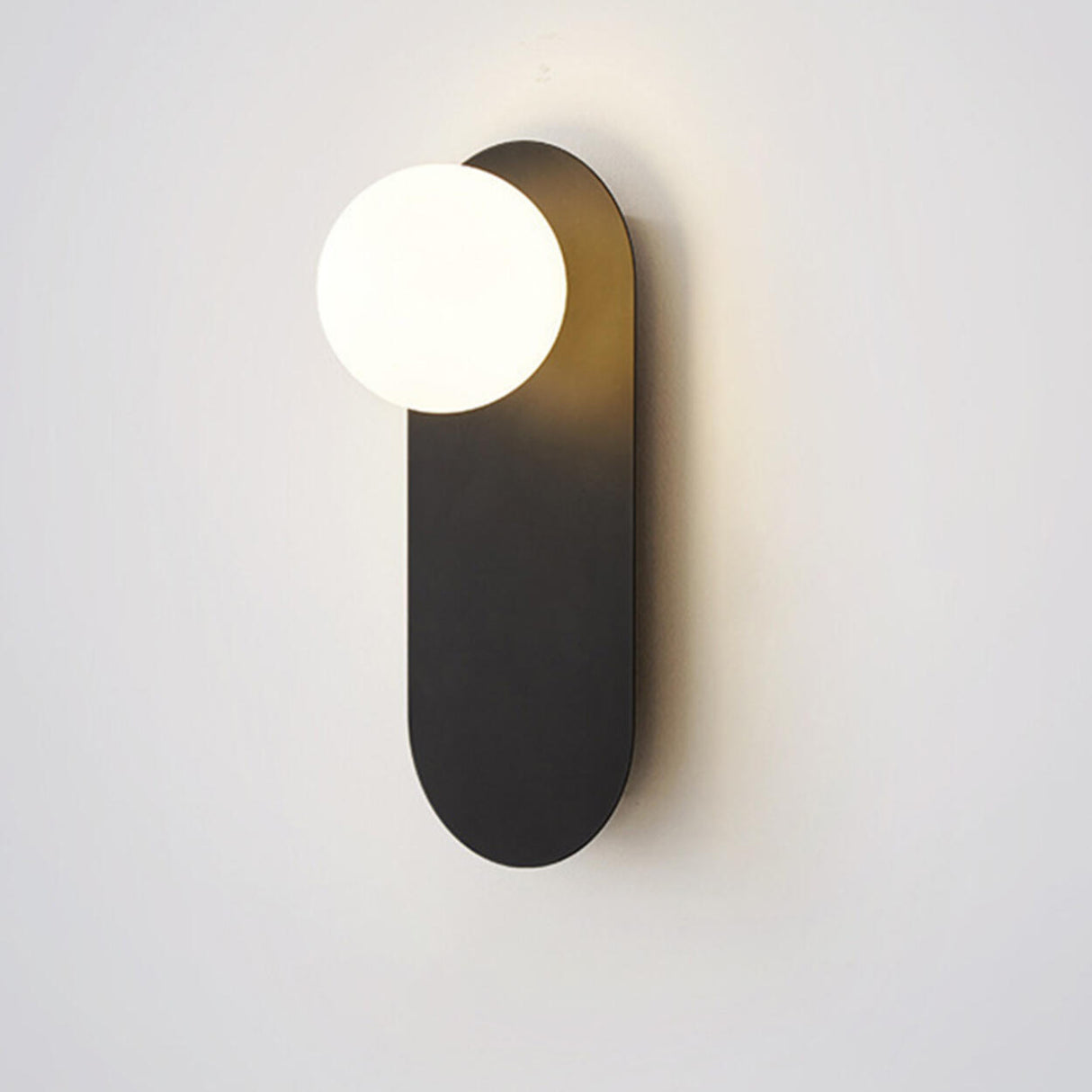 Modern Frosted Glass Globe Black Curved Wall Sconce Image - 5