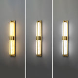 Modern Frosted Glass Gold Long Vertical Wall Sconce Image - 10