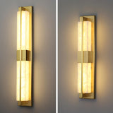 Modern Frosted Glass Gold Long Vertical Wall Sconce Image - 11