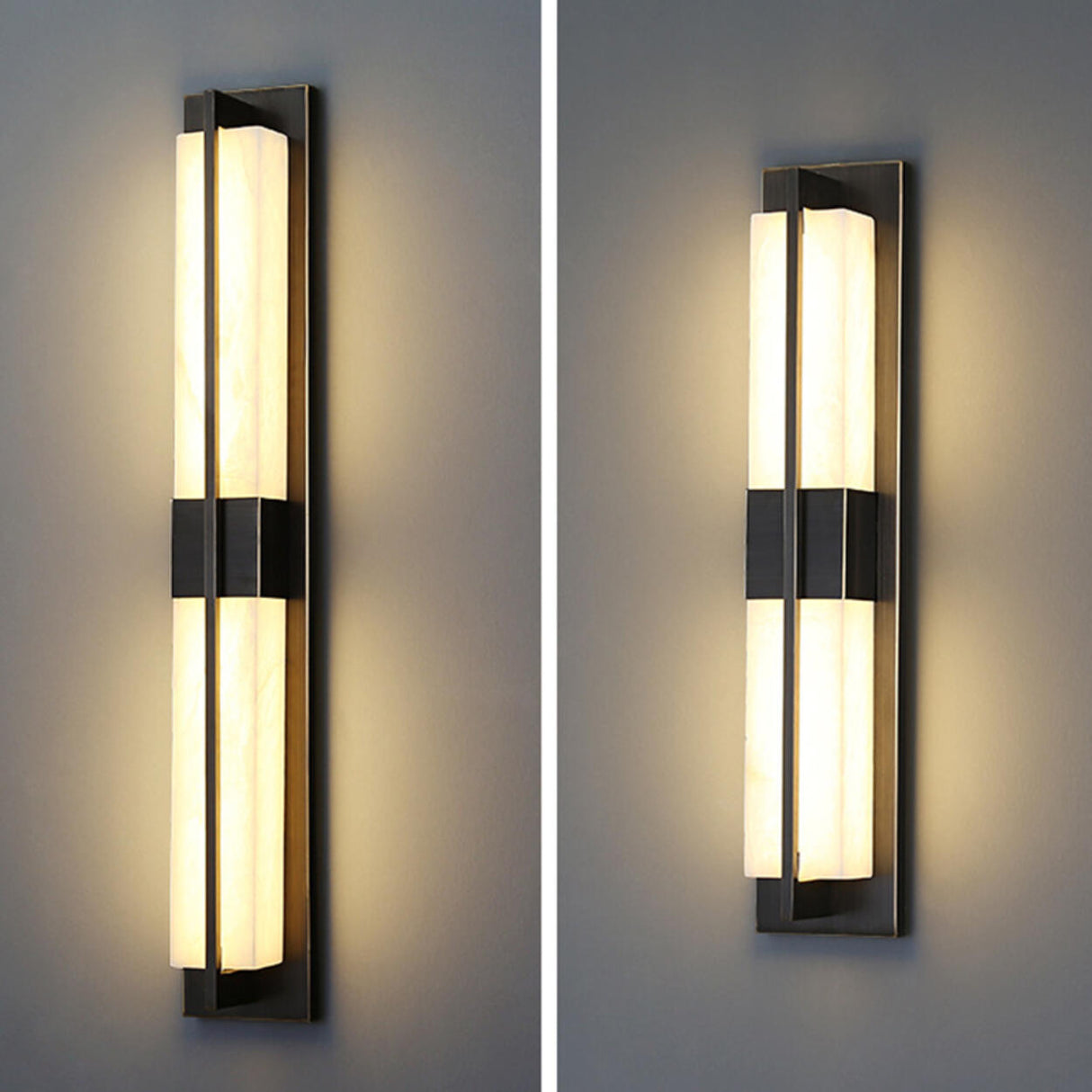 Modern Frosted Glass Gold Long Vertical Wall Sconce Image - 12