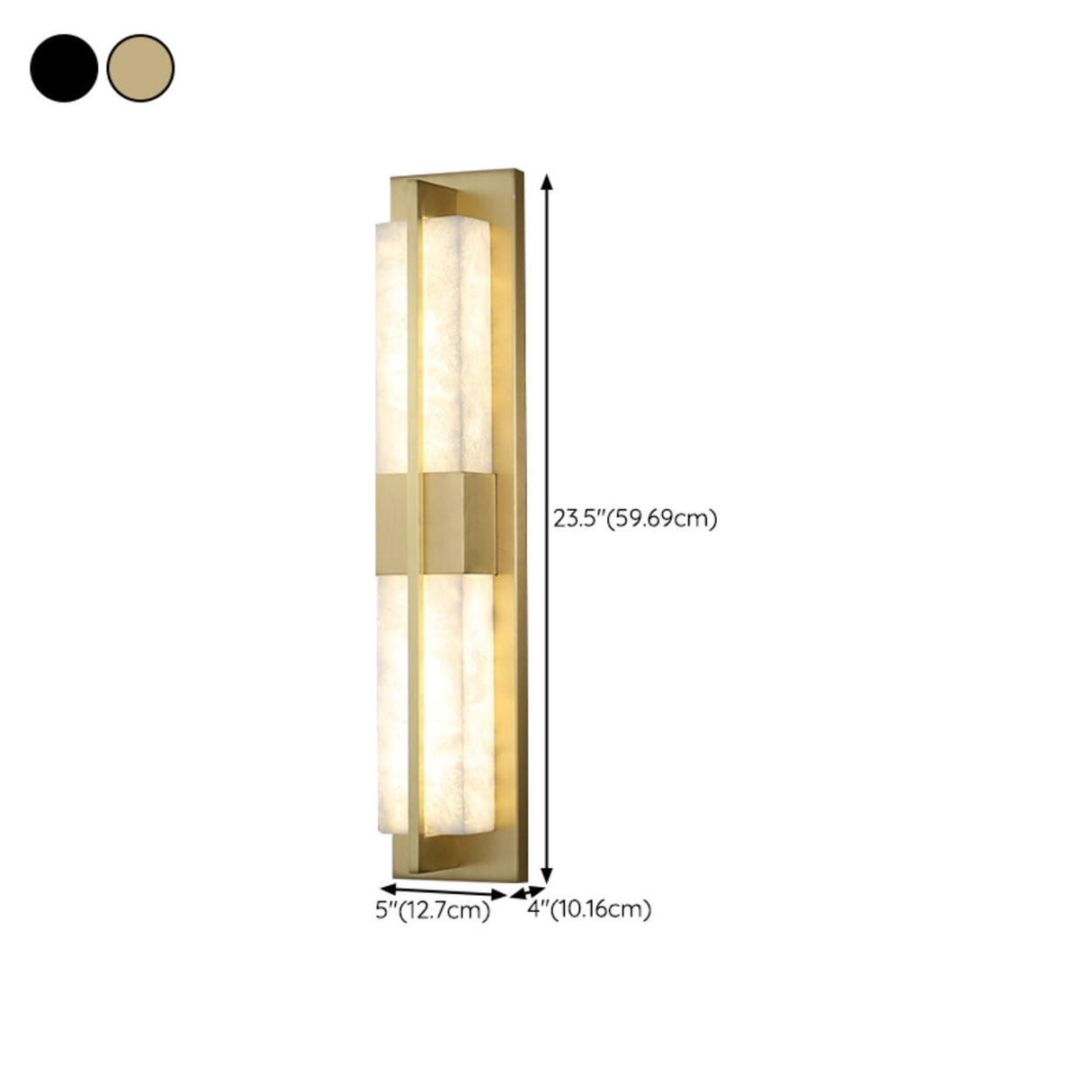 Modern Frosted Glass Gold Long Vertical Wall Sconce 