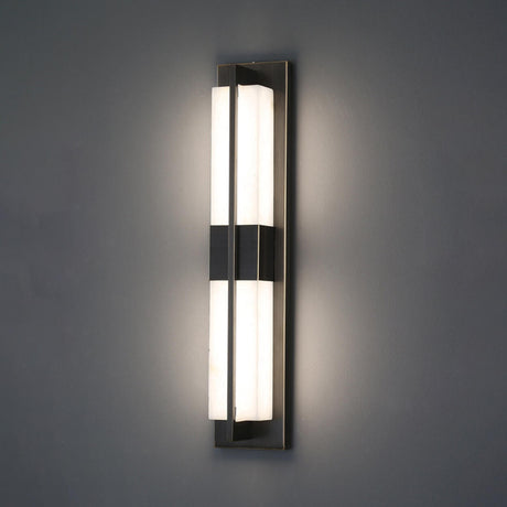 Modern Frosted Glass Gold Long Vertical Wall Sconce Image - 2