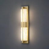 Modern Frosted Glass Gold Long Vertical Wall Sconce Image - 3