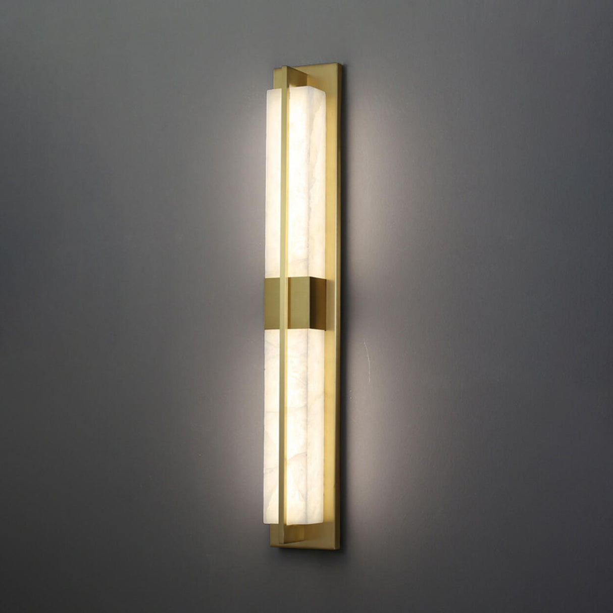 Modern Frosted Glass Gold Long Vertical Wall Sconce Image - 5