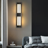 Modern Frosted Glass Gold Long Vertical Wall Sconce Image - 6