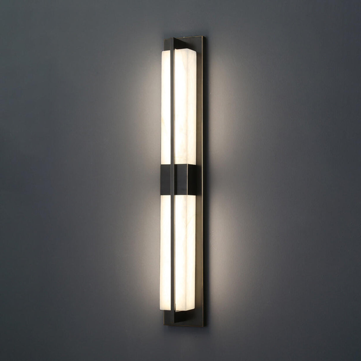 Modern Frosted Glass Gold Long Vertical Wall Sconce Image - 7