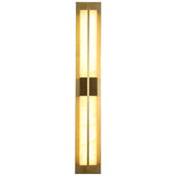 Modern Frosted Glass Gold Long Vertical Wall Sconce Image - 9