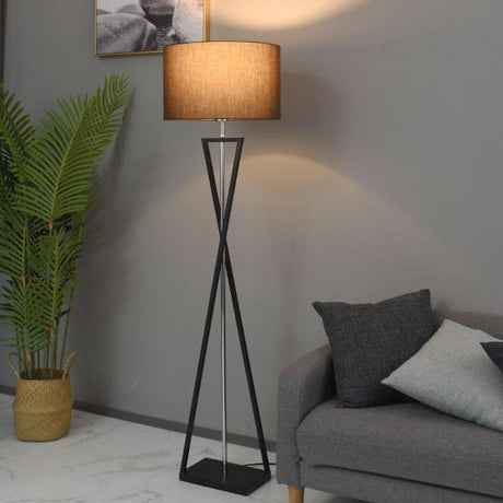 Modern Geometric Base Industrial Cylinder Floor Lamp Image - 1