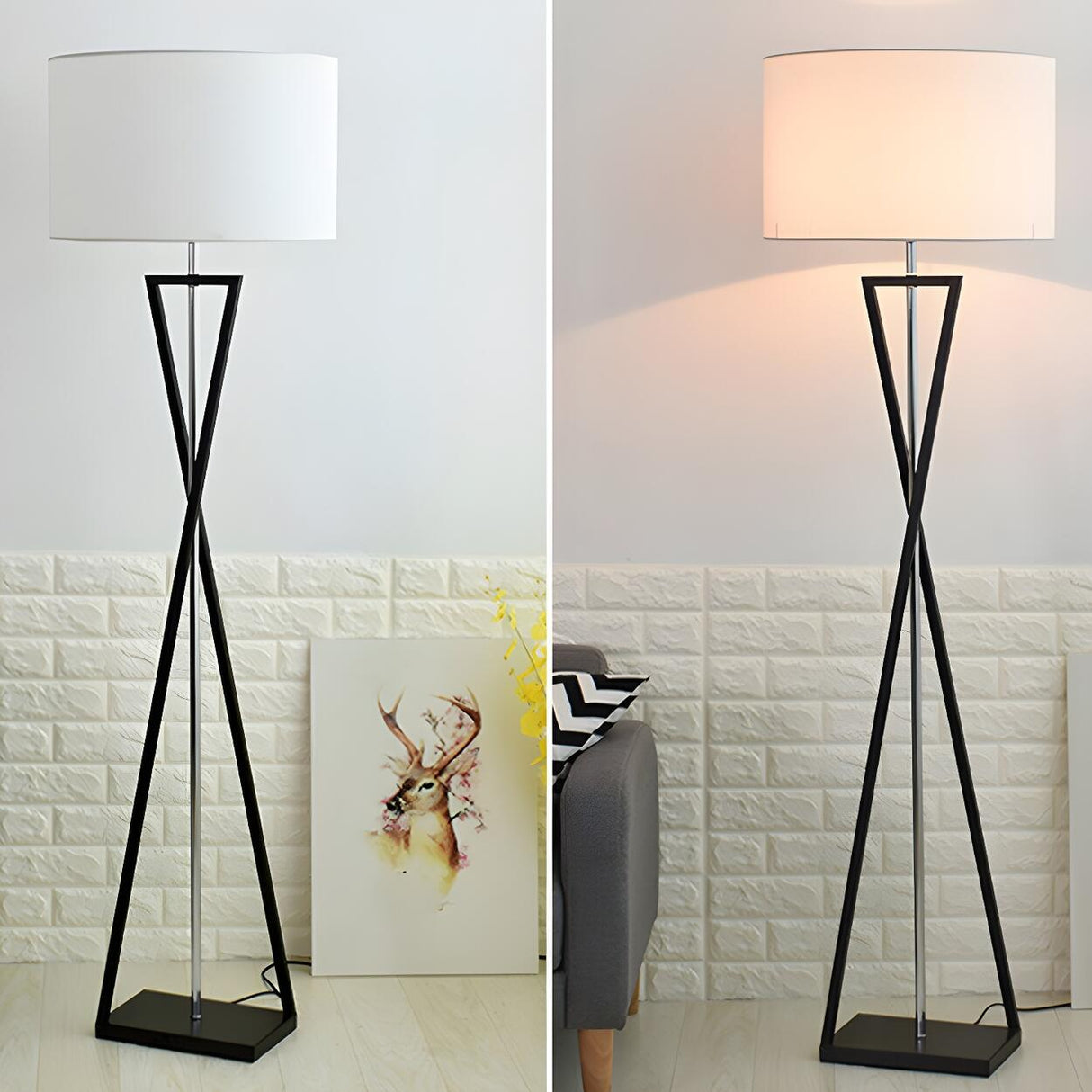 Modern Geometric Base Industrial Cylinder Floor Lamp Image - 17