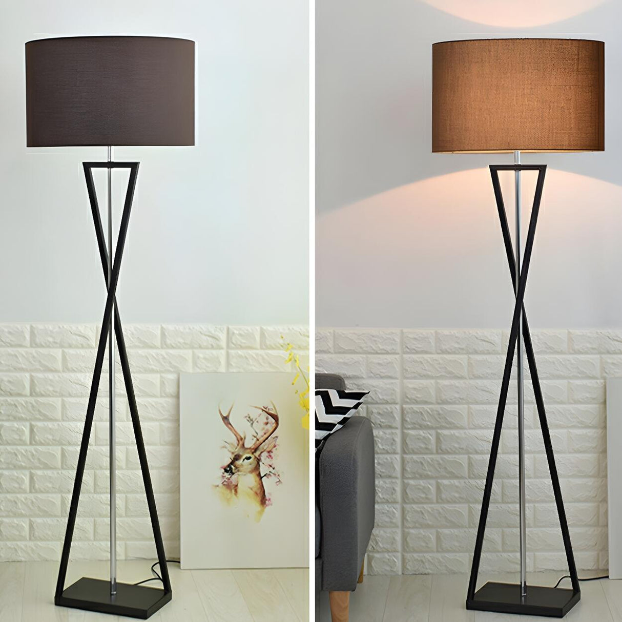 Modern Geometric Base Industrial Cylinder Floor Lamp Image - 18