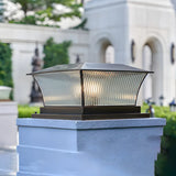 Modern Geometric Bronze Glass Outdoor Pillar Lamp Image - 1