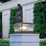 Modern Geometric Bronze Glass Outdoor Pillar Lamp Image - 3