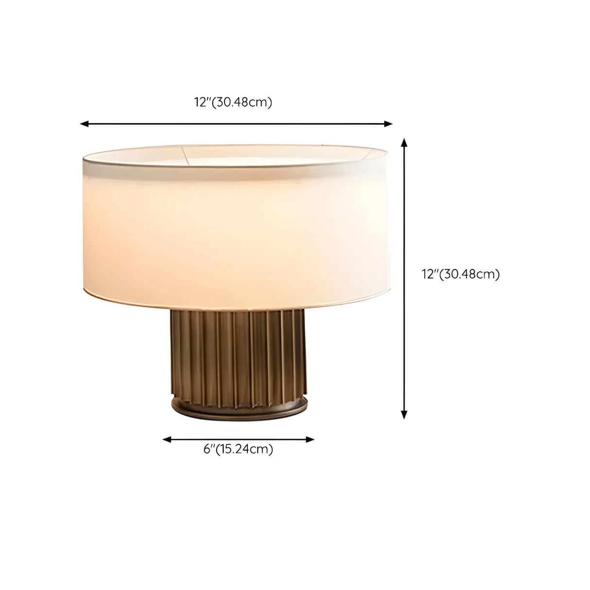 Modern Geometric Brown Base Fabric Drum Table Lamp 