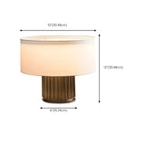 Modern Geometric Brown Base Fabric Drum Table Lamp #size