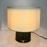 Modern Geometric Brown Base Fabric Drum Table Lamp Image - 8