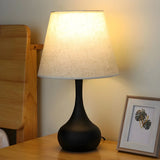 Modern Geometric Ceramic Bedside Table Lamp Black 18" Image - 1