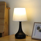 Modern Geometric Ceramic Bedside Table Lamp Black 18" Image - 3