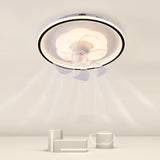 Modern Geometric Clear Blade Round Ceiling Fan Light Image - 1