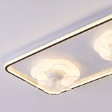 Modern Geometric Clear Blade Round Ceiling Fan Light Image - 11