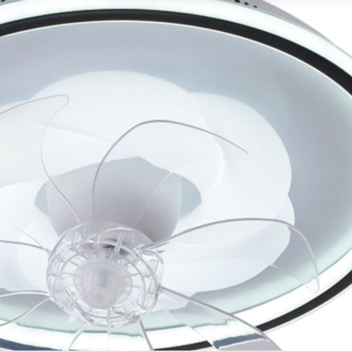 Modern Geometric Clear Blade Round Ceiling Fan Light Image - 12