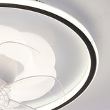 Modern Geometric Clear Blade Round Ceiling Fan Light Image - 13