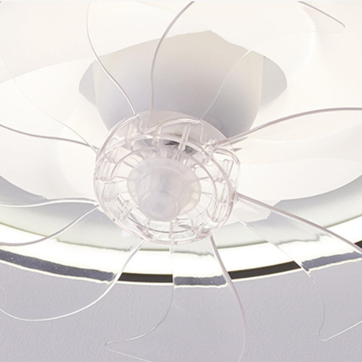 Modern Geometric Clear Blade Round Ceiling Fan Light Image - 14