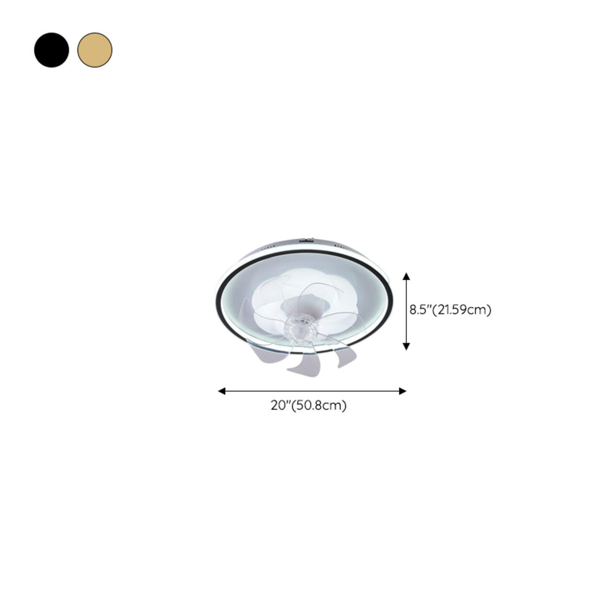 Modern Geometric Clear Blade Round Ceiling Fan Light 