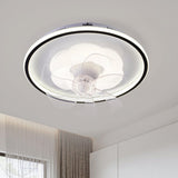 Modern Geometric Clear Blade Round Ceiling Fan Light Image - 2