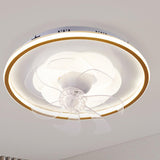 Modern Geometric Clear Blade Round Ceiling Fan Light Image - 3