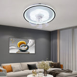 Modern Geometric Clear Blade Round Ceiling Fan Light Image - 4