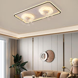 Modern Geometric Clear Blade Round Ceiling Fan Light Image - 6