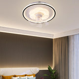 Modern Geometric Clear Blade Round Ceiling Fan Light Image - 8