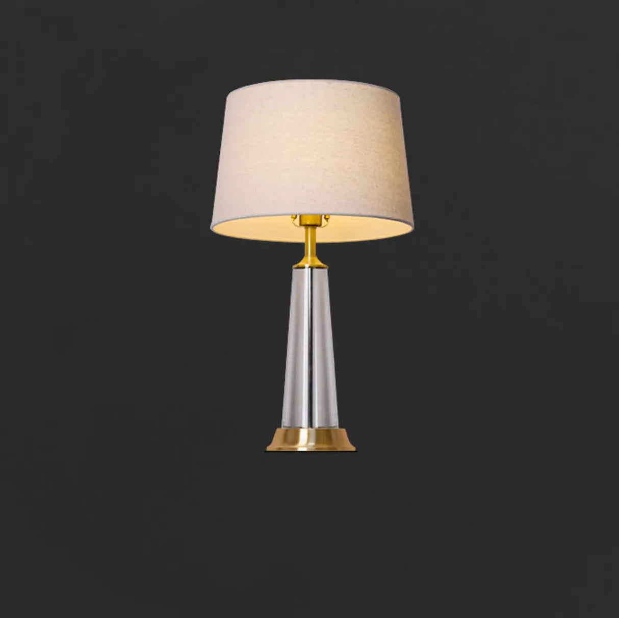 Modern Geometric Clear Cone Base Crystal Table Lamp Image - 6