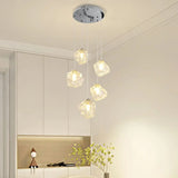 Modern Geometric Clear Glass Round Dining Room Pendant Light Image - 1